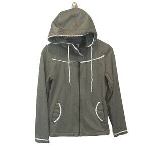 Roxy Jacket Size Small Womens Army Green Khaki L/S Full Zip Hooded Pockets